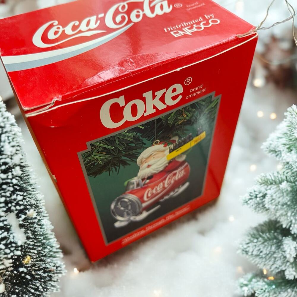 NIB Retired Dashing Through The Snow Coca Cola Christmas Ornament Sled 1995 Vtg.
